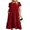 thumbnail image 1 of EIMELI Robe Longue pour Femmes Manches Courtes Robe Ample Unie d'Été avec Poches, 1 of 5