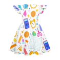 thumbnail image 3 of Grblisyd Little Girls Back to School Dress Cute Print Flutter Dresses Cartoon Pencil School Print Dresses First Day Of School Outfits For Girls, 3 of 4