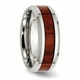 thumbnail image 4 of Incrustation de Bois Rouge Poli en Acier Inoxydable Anneau Émaillé 8.00mm Taille 12.5, 4 of 6