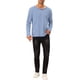 thumbnail image 2 of Camiseta de rayas INSPIRE CHIC para hombres, cuello redondo, de manga larga, básica M Azul Blanco, 2 of 6