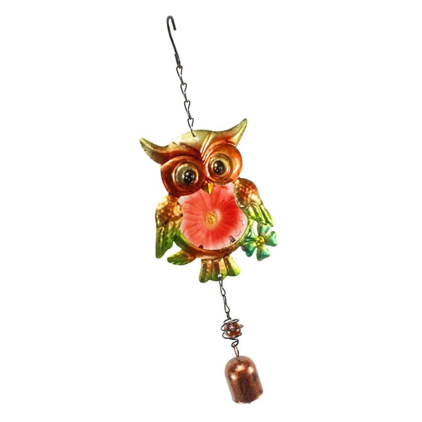 Carillón de viento japonés Búho de metal Windchime Jardín Decoración al aire libre Regalo rojo Cola Campanas de viento de búho