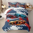 thumbnail image 2 of Castle Fairy Dynamic Race Cars Quilt King,Striking Racing Vehicle Print King Coverlet Set for Bedroom,Navy Blue, 2 of 7