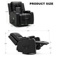 thumbnail image 3 of COMHOMA Swivel Rocker Recliner Chair,, 35.8" Wide PU Leather Rocking Sofa with Heated Massage, Black, 3 of 8