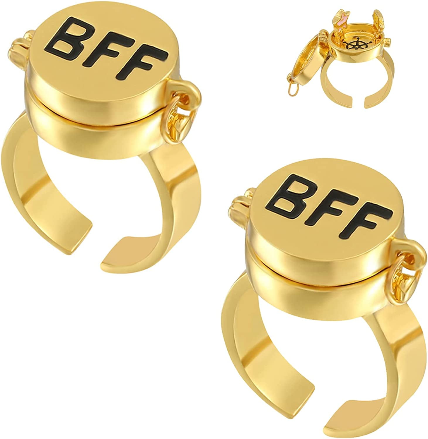 Sora Tuki BFF Rings for 2 Best Friends Forever Ring Sponge_bob Cute Rings for Teen Girls Rings Matching Couple Rings Gold Rings - Walmart.com