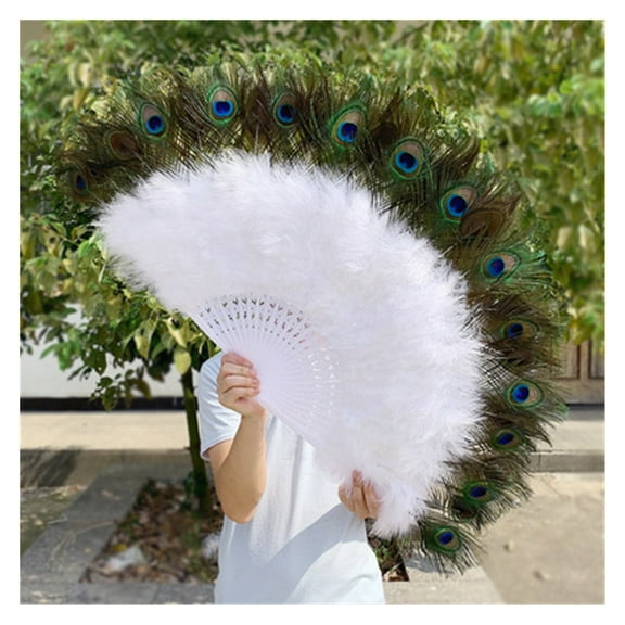 Feather Fan Peacock Palace Large Feather Folding Hand Fan Wedding Party Cosplay Dance Fan Home Decoration