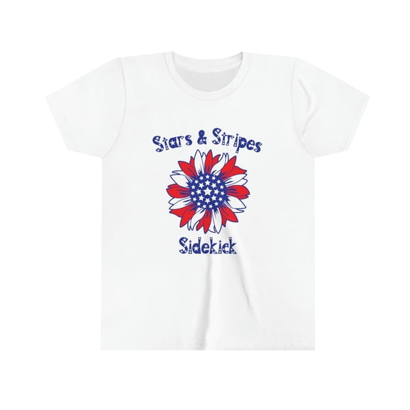 Stars & Stripes Sidekick | Girl's 4th of July Shirt | Patriotic Sunflower