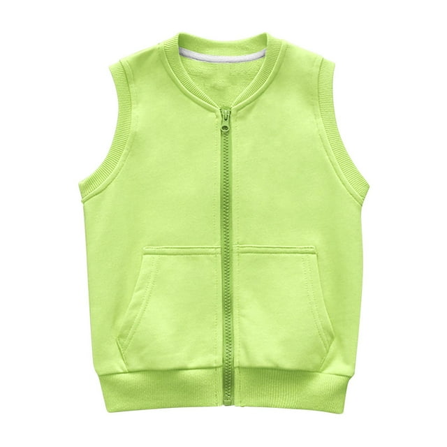 BLVB Boys Girls Full Zip Cotton Vest Sleeveless Outwear Spring Fall Warm Jacket with Pockets (3-12 Years)