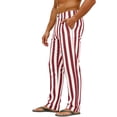 thumbnail image 3 of Gaukiv Men's Striped Trousers Button Fly Straight Leg Casual Pants Red 2XL, 3 of 4