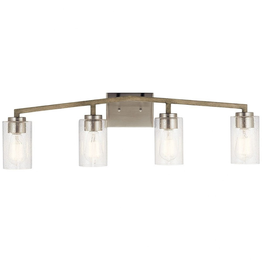 -4 Light Bathroom Light Fixture Damp Location Rated with Lodge/Country/Rustic Style-9.25 inches Tall By 32 inches Wide Bailey Street Home