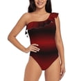 thumbnail image 2 of Yiaed Red Geometric Print Women One Piece Swimsuits Tummy Control One Shoulder Bathing Suits Pattern Ruffle Swimwear-Small, 2 of 8