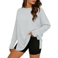 thumbnail image 2 of YTCAMLO Oversized Womens Long Sleeve Shirts Casual Fashion Side Split Gym Workout Tops Loose Fit T Shirts Crewneck Basic Y2k Tees, Gray XL, 2 of 6