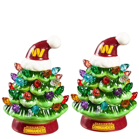 Washington Commanders 2-Pack 4 Ceramic LED Christmas Tree Set
