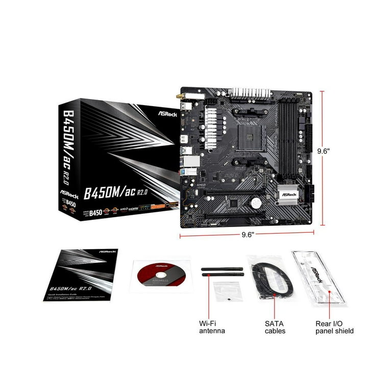 ASRock B450M/AC R2.0 AM4 AMD Promontory B450 SATA 6Gb/s ASRock B450M/AC R2.0 AM4 AMD Promontory B450 SATA 6Gb/s