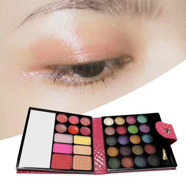 de ojos profesional de maquillaje Lápiz labial Colorete a prueba de sudor Mate Brillo Brillo Mezclable Suave Textura fina Regalos Niñas , Baoblaze Paleta de sombras de ojos