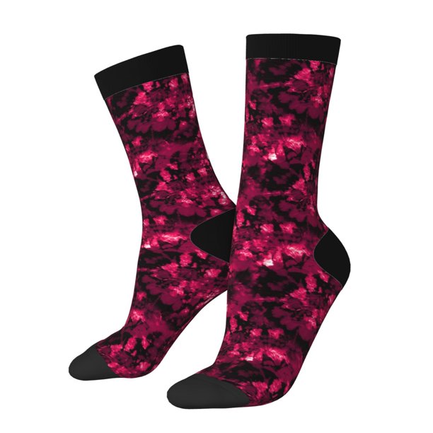 Balery Burgundy Tie Dye Calcetas Largas con Estampado para Hombre y Mujer – Suaves y Transpirables, Talla Única (US 5-11)