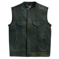 thumbnail image 4 of Lesa Collection Leather Men's Distressed Brown ‘Dual Closure’ Motorcycle Leather Vest Size - M, 4 of 12