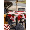 thumbnail image 5 of Outdoor Tablecloths with Umbrella Hole & Zipper, Pink Strawberry 54x54 Inch Square Tablecloths, Spring Floral Watercolor Summer Botanical Waterproof Table Cloth, Patio/Pool/Picnic Table Covers, 5 of 8