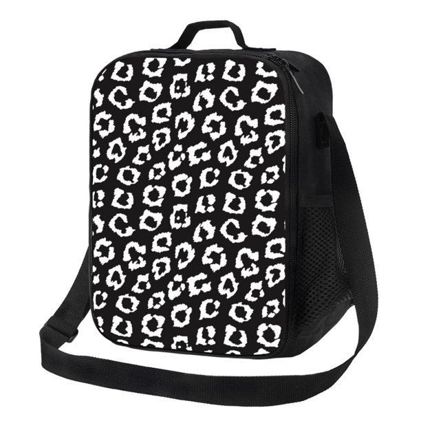 Disketp Black Leopard Bolsa Térmica Estampada para Almuerzo, Lonchera para Hombres y Mujeres Adultos