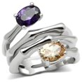 thumbnail image 1 of Alamode 3W224-9 Bague en Laiton Rhodié pour Femmes avec CZ de Qualité AAA en Multicolore - Taille 9, 1 of 1