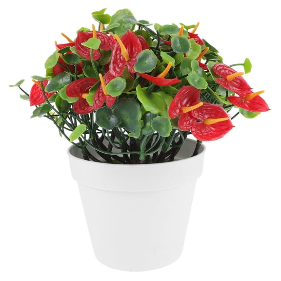 unbranded  Fake Flowers Potted Faux Artificial Outdoor Plants Indoor Red
