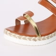 thumbnail image 5 of Rokment Women's Metallic Platform Wedge Dress Slides Sandals 2026 Summer Trendy Casual Leather Espadrilles Memory Foam Chunky Slip on High Heels for Ladies Coffee Size 6, 5 of 7