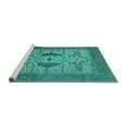thumbnail image 2 of Ahgly Company Machine Washable Indoor Round Oriental Turquoise Blue Industrial Area Rugs, 6' Round, 2 of 4