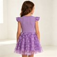 thumbnail image 2 of DAETIROS Purple Dress for Girls Cute Floral Ruffle Sleeve Tiered Tulle Skirt Casual Party Princess Dress, 2 of 7