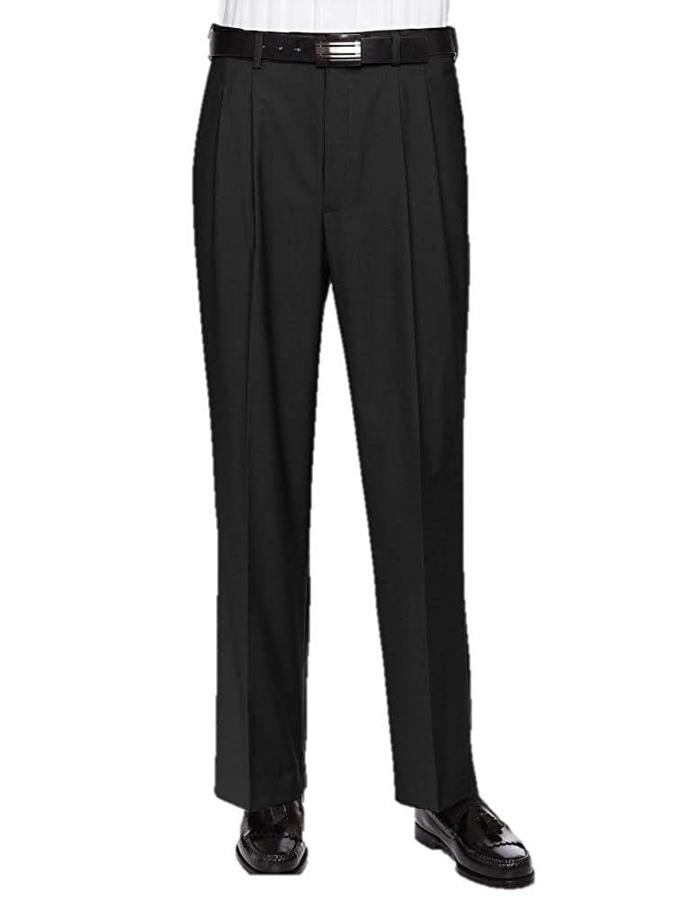 Giovanni Uomo Mens Pleated Front Expandable Waist Dress Pants Black 30W ...