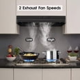 thumbnail image 3 of 30 inch Range Hood Under Cabinet, Stainless Steel Kitchen Vent Hood 280CFM, Built-in Kitchen Stove Hood w/Rocker Button Control, Ducted/Ductless Convertible Duct, 2 Speeds Fan, Bright LED Light, 3 of 6