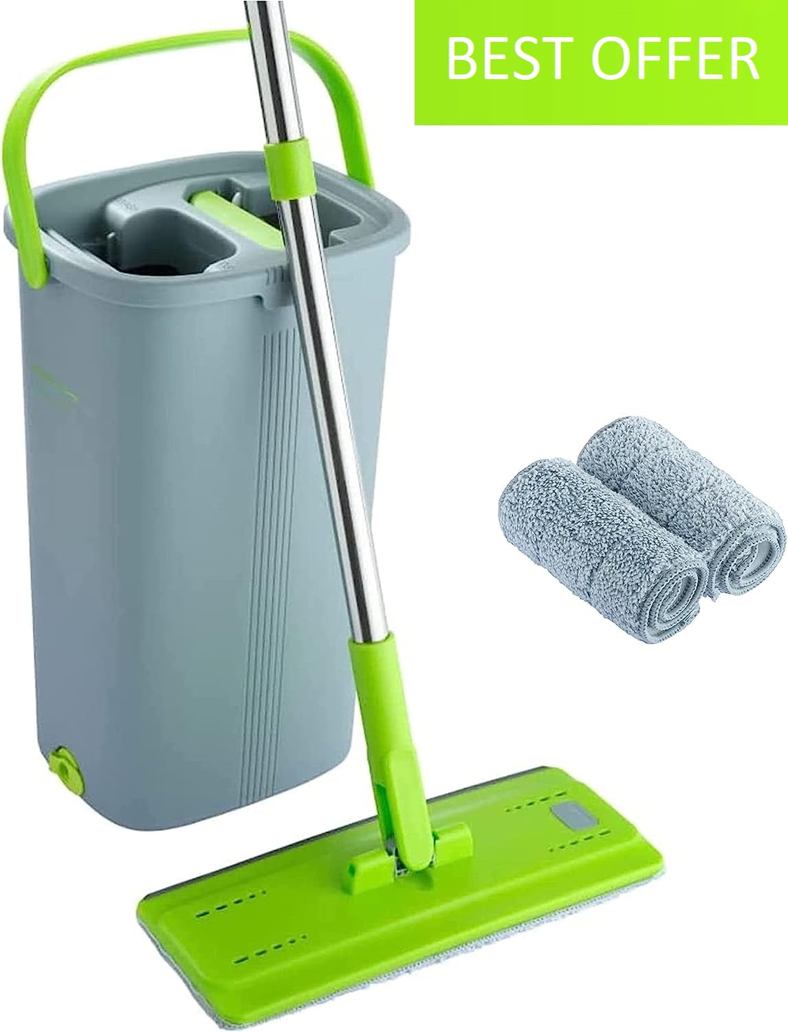 agenda Bakken sturen Easy Gleam Mop and Bucket Set. Microfiber Flat Mop with Stainless Steel  Handle, Innovative Twin Chamber Bucket for Wet & Dry use. 3 Reusable Pads  Supplied, Suitable for All Floor Types -