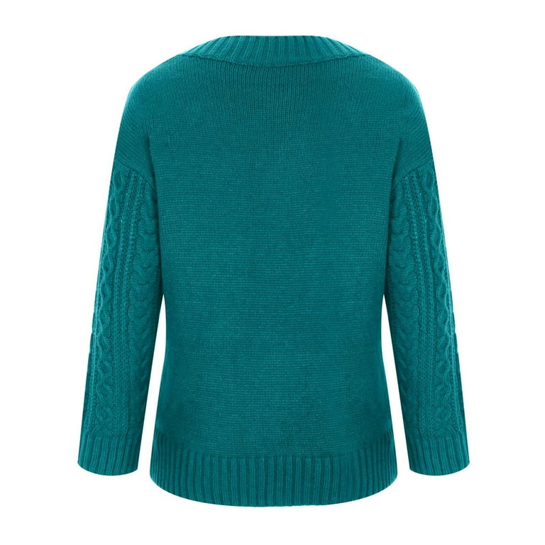 Hfyihgf Women Plus Size V Neck Sweaters Stylish Cable Knit Baggy