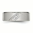 thumbnail image 4 of Acier Inoxydable Poli et Brossé CZ 8mm Biseauté Bague de Bande 9 Taille, 4 of 7