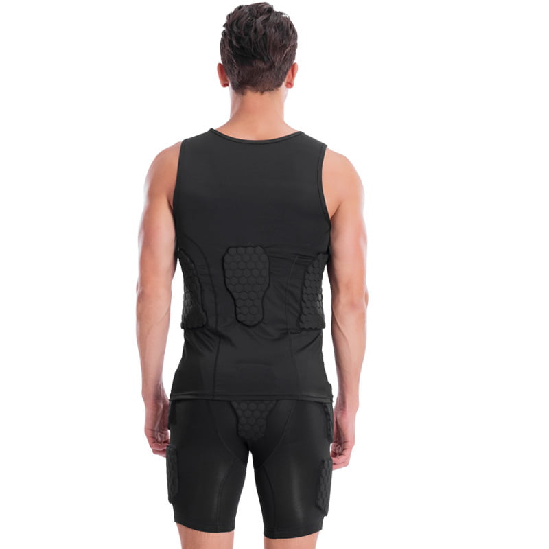 Men’s Padded Football Shirt Rib Protectors Compression Shirts with Pads Basketball Protective Gear Rugby Tank Top 