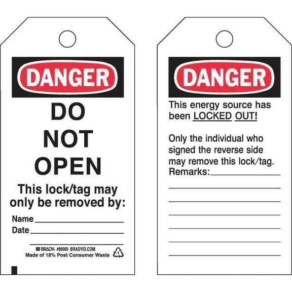 Brady Danger Tag,5-1/2 x 3 In,Hd Polyest,PK25 65534