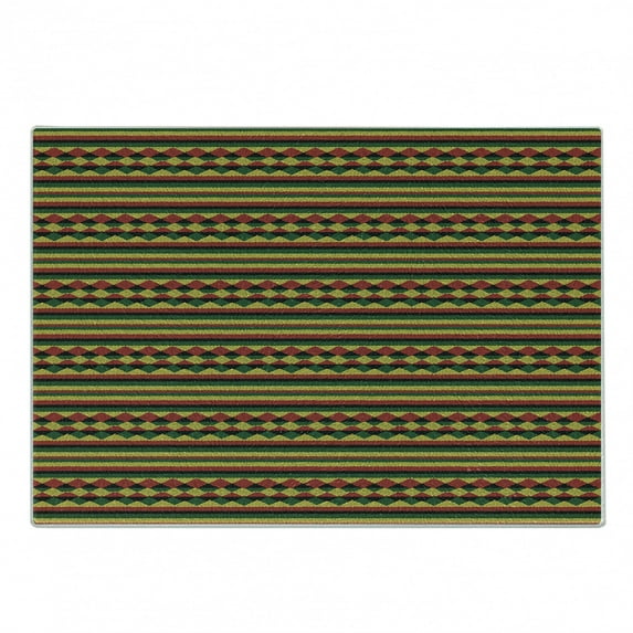 Kente Pattern Cutting Board, Traditional Pattern in Lively Colors Indigenous Culture Folklore, Decorative Tempered Glass Cutting and Serving Board, Small Size, Multicolor, by Ambesonne