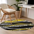 thumbnail image 4 of Round Area Rugs Collection 3 Ft, Yellow Black Stripes Non-Slip Residential Carpet, Modern Grey Ombre Abstract Striped Indoor Crawling Mats Doormat Runner Rugs Play Mat for Bedroom, 4 of 8