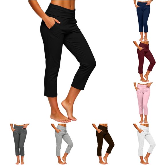 CUZIBR Women'S Yoga Pants With Pocket High Waist Slim Fit Legging Stretch Workout Trendy Pants Casual Gym Daily Activewear Leisure Dates Trousers,Black,L