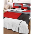 thumbnail image 2 of Quilts Twin Size, Red Grey Geometric Soft Comforter Bedding Set for Bed, Modern Black White Abstract Art Lightweight Quilted Bedspread with Pillow Cover(2 Pieces) for All Season, 68x86 Inch, 2 of 6