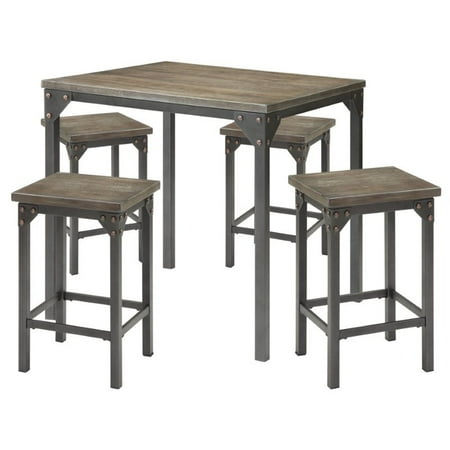 Percie 5-Piece Counter-Height Dining Set, Dark Antique Oak And Percie 5-Piece Counter-Height Dining Set, Dark Antique Oak and Antique Black - Percie 5-Piece Counter-Height Dining Set, Dark Antique Oak And