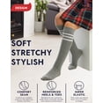 thumbnail image 4 of HUGH UGOLI Knee High Cotton Socks for Girls & Boys, Long Tube School Uniform Socks with Stripes, Soft & Comfortable, Light Gray, 12-14 Years Old, 4 Pairs, 4 of 7