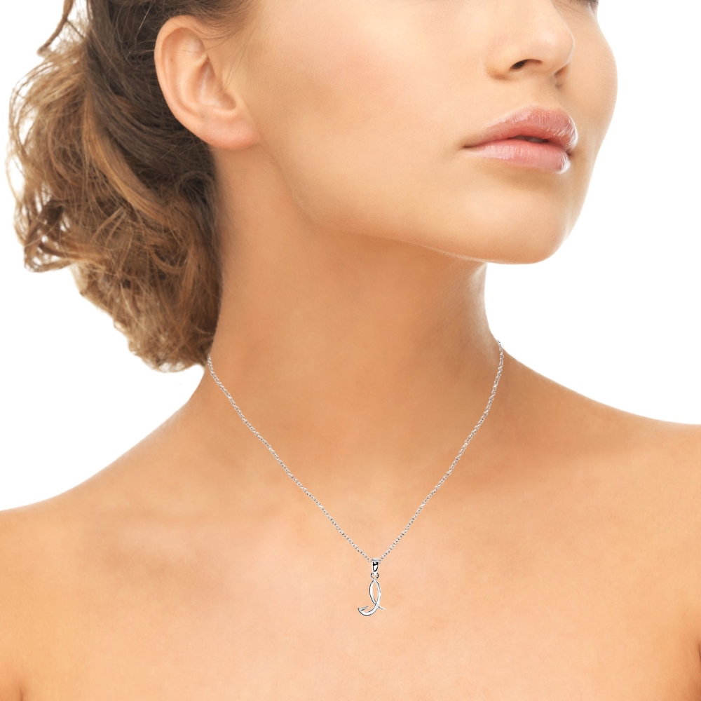 I Letter Initial Alphabet Name Personalized 925 Sterling Silver Pendant Necklace