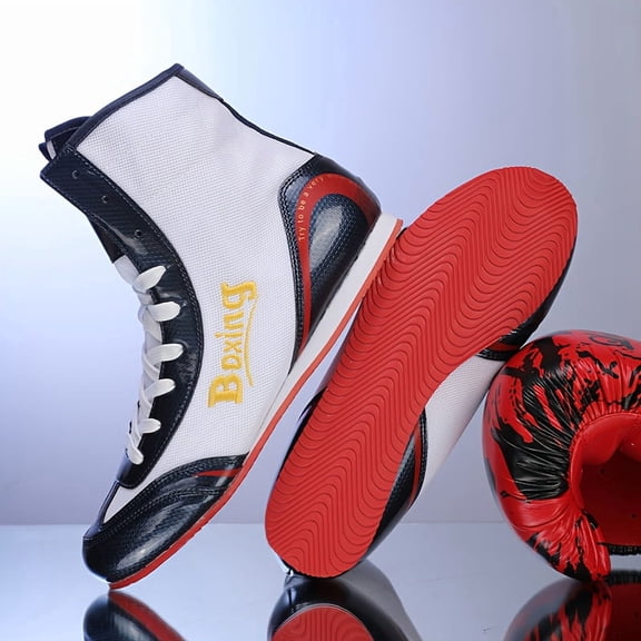 Men's and Women's Professional Boxing and Wrestling Shoes for All Seasons, High-Quality Handmade Combat Sneakers, Training Shoes for Youth in Schools, Mid-Top Shoes for Sanda and Combat Sports
