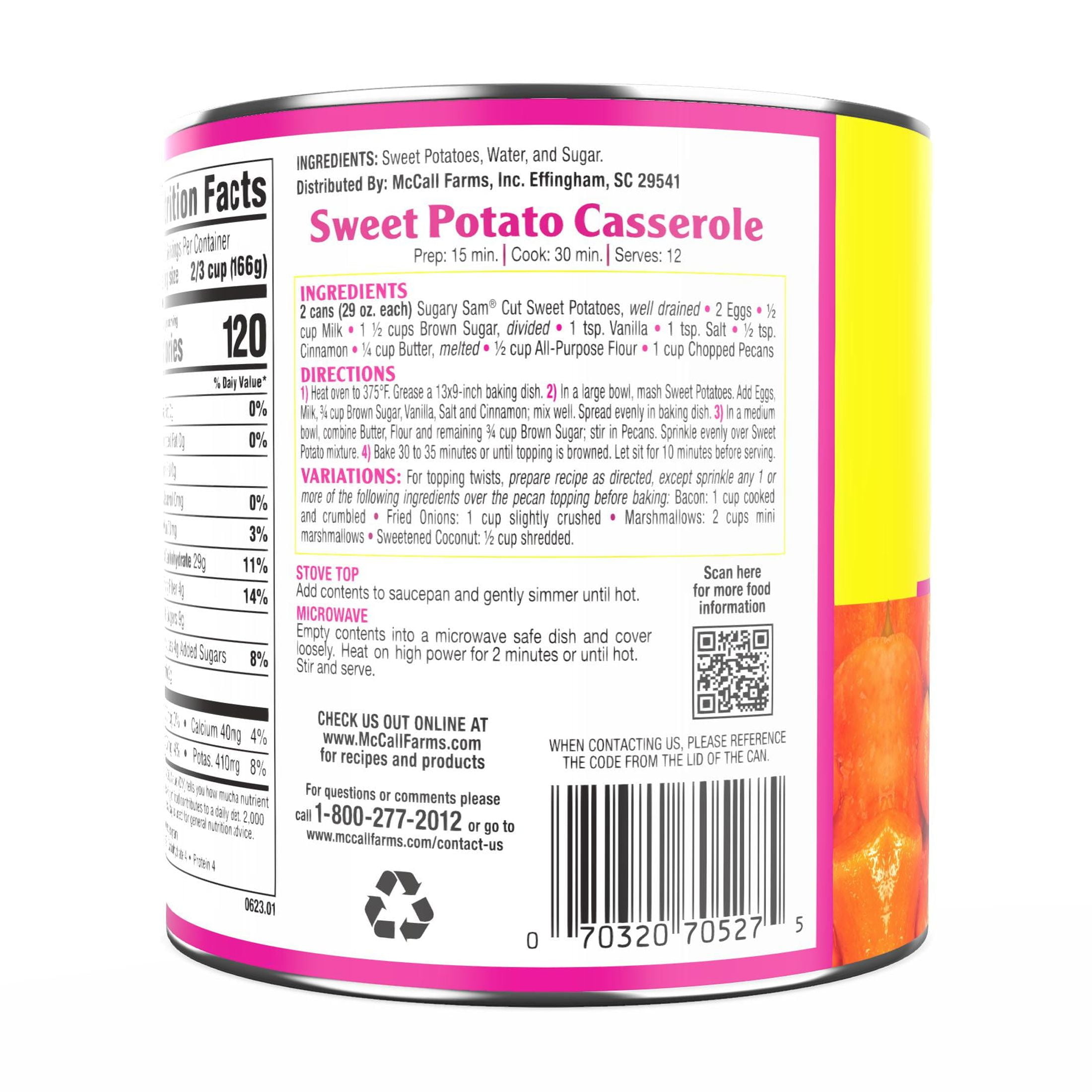 Sugary Sam Golden Cut Sweet Potatoes Yams in Syrup, 29 oz., Can