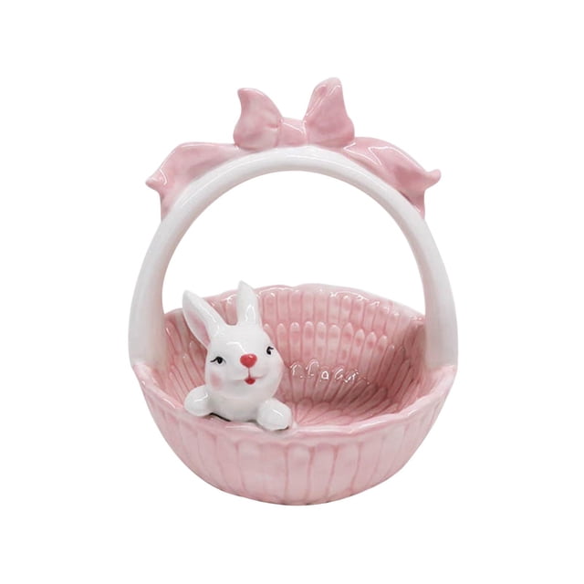 Ceramic Rabbit Easter Basket Porcelain bunny bowls Creative Mini Holiday Gift 16cmx15.5cmx18.3cm