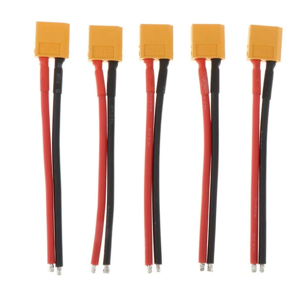 Cable adaptador para cargador de batería Lipo RC XT60 para vehículo RC, coche, helicóptero Conector macho de 5 piezas con cable