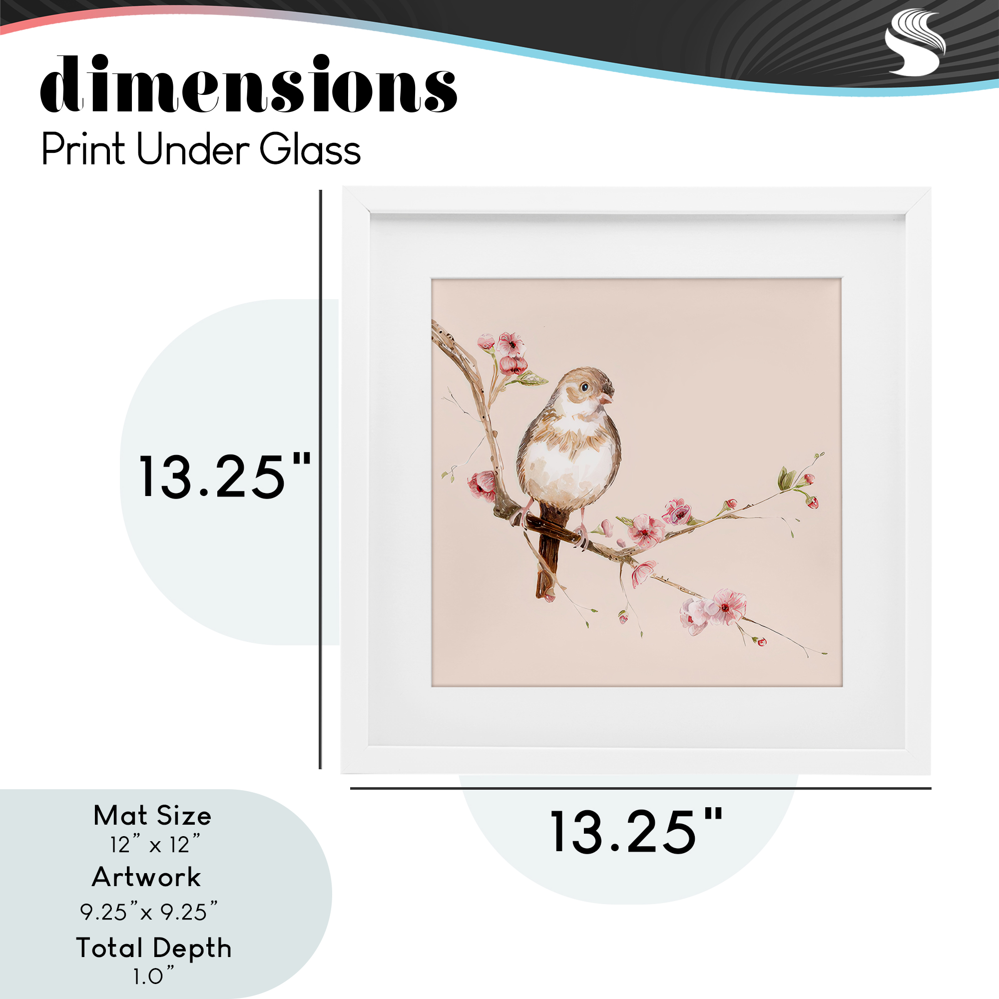 Sweetest Brown Bird White Framed Print Under Glass, design by Lisa Wehmeyer