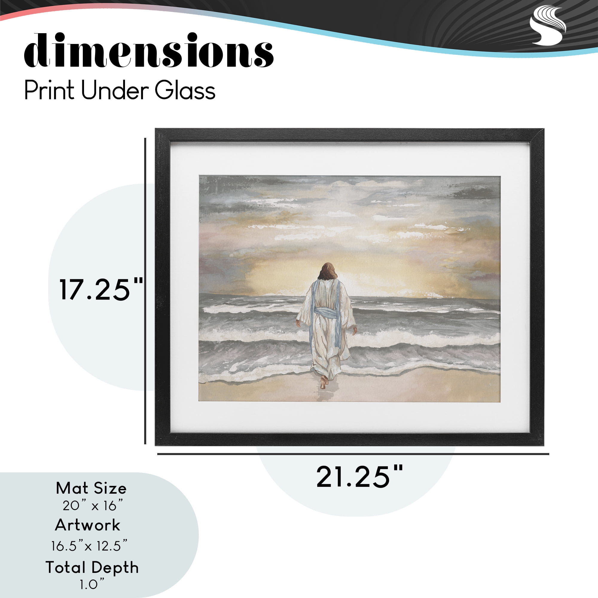 Stupell Industries Jesus Walks The Shore Black Framed Print Under Glass, design by Elizabeth Medley