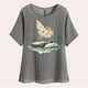 thumbnail image 4 of Vestidos Casuales Para Mujer, Blusas De Mujer De Moda Camisetas estampadas de moda para mujer, blusas casuales de lino holgadas de manga corta con cuello redondo y raglán, 4 of 7