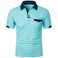 thumbnail image 2 of ZRGHAOYLQ Color Block Henley Shirts for Men Short Sleeve Button Up Shirt Tops Plus Size Big and Tall Tshirts Loose Collared T Shirts with Pockets, 2 of 4