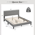 thumbnail image 3 of Costway Queen Size Bed Frame with Linen Fabric Upholstered Headboard & Wooden Slat Support, 3 of 11